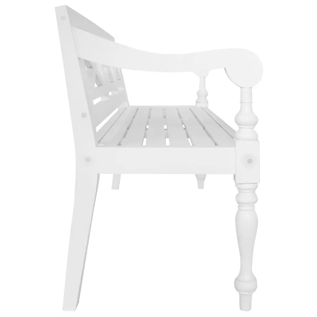 Storage Bench 123cm White Wooden Curved Armrests