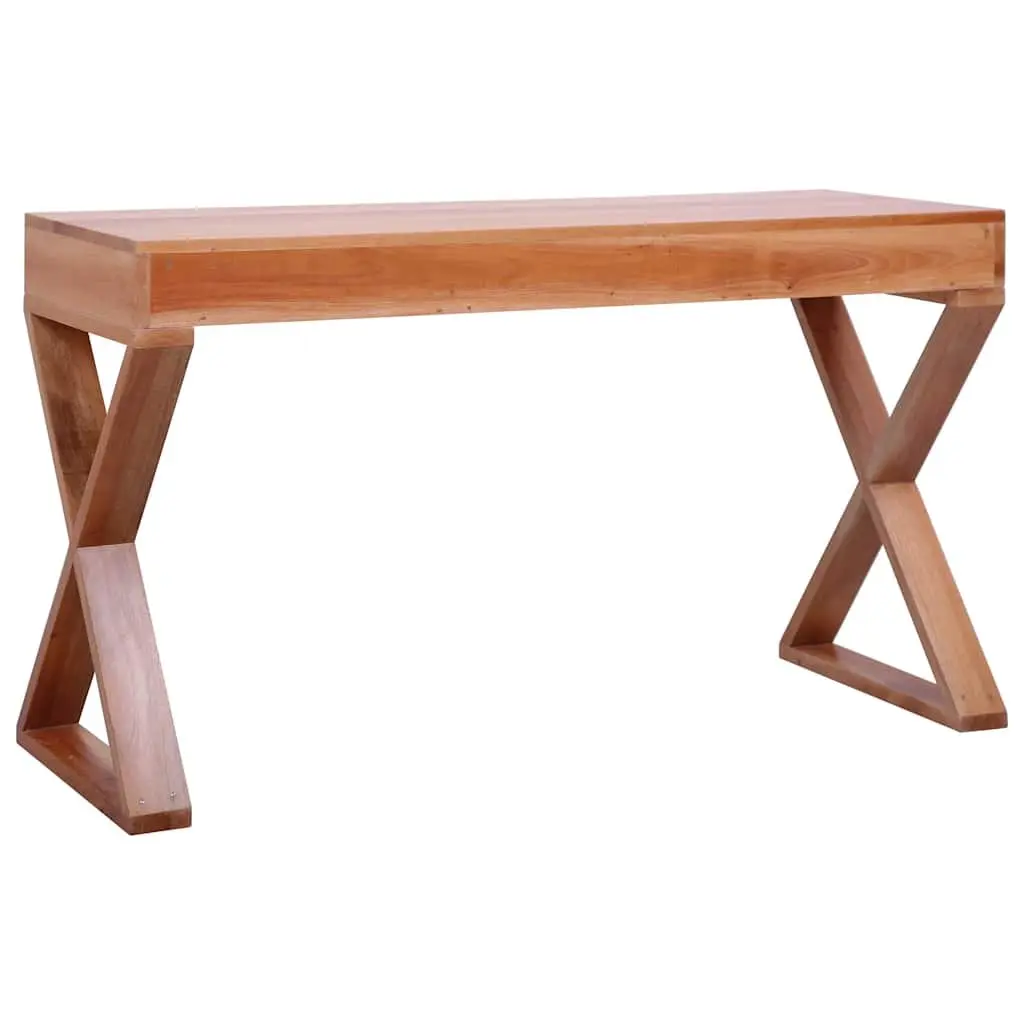 Computer Desk Solid Mahogany Wood Natural Large Working Area 3 Drawers