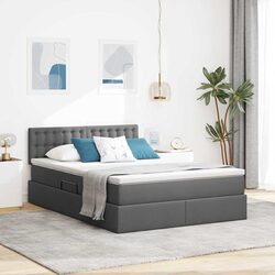 Dark Grey LED Storage Bed with Mattress for Organized Spaces