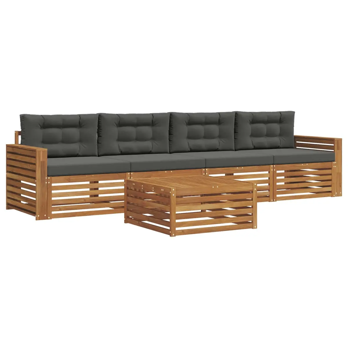Outdoor Sofa Set 5 Pieces with Cushion Garden Terrace Furniture Natural