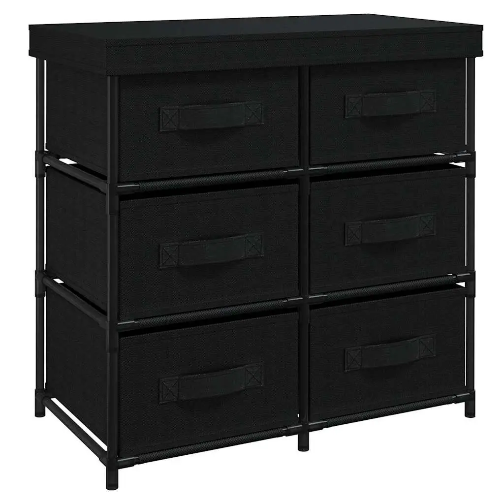 Storage Cabinet 6 Drawers Fabric Organiser Black Steel Frame Unit