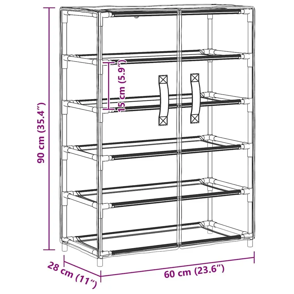 Shoe Cabinet 5-Tier Grey Fabric Storage Organiser Rack Shelves