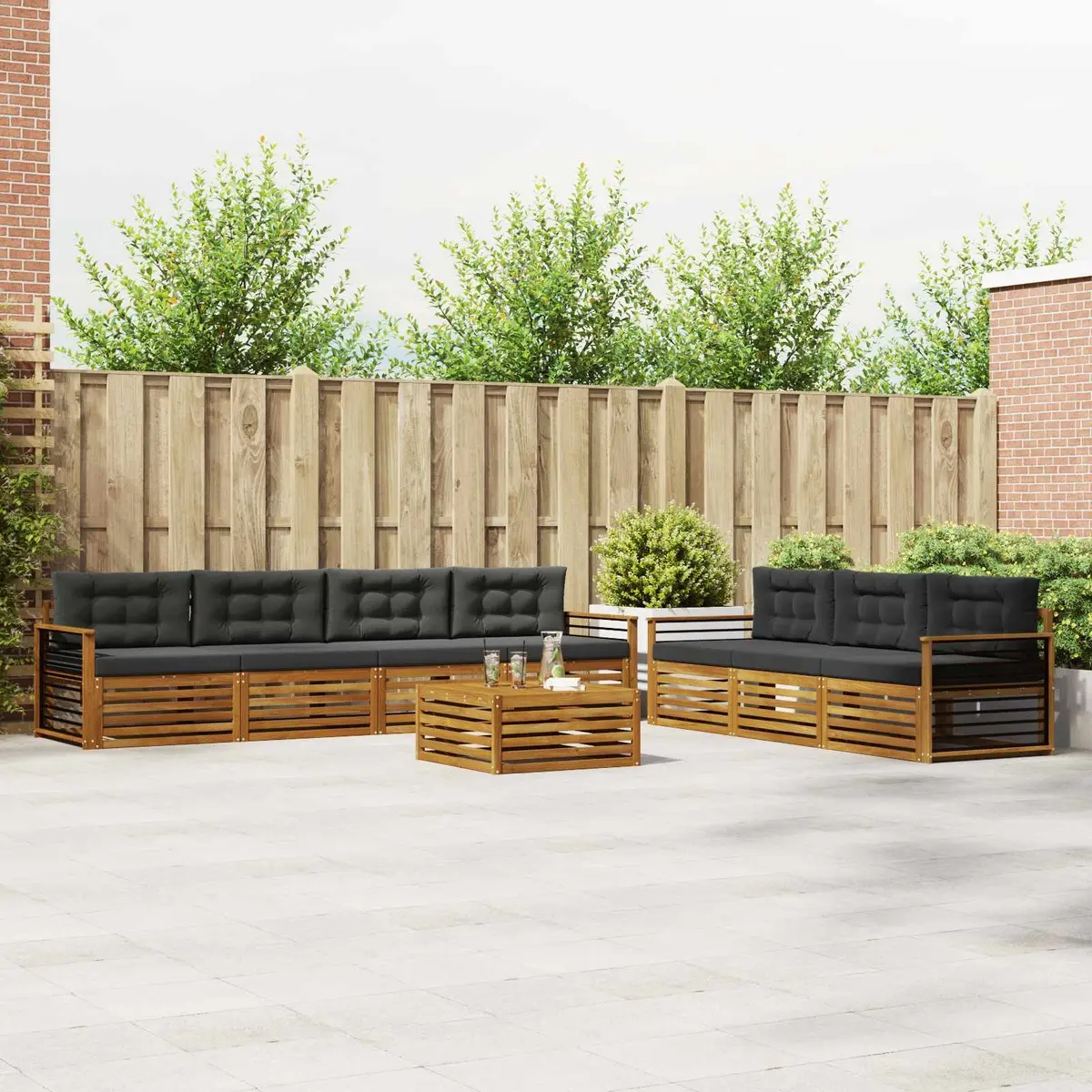 Outdoor Sofa Set 8 Pcs Garden Furniture Natural Anthracite Modular Seating