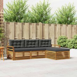 Outdoor Sofa Set Garden Furniture Natural Anthracite 254x162.5x73cm Acacia Wood