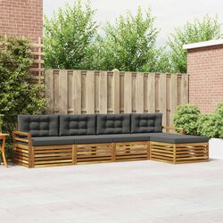 Outdoor Sofa Set 5 Piece Garden Furniture Acacia Wood Cushions Natural
