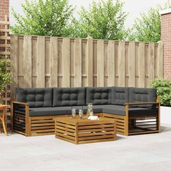 5-Piece Outdoor Sofa Set Garden Furniture Patio Lounge with Cushions Brown
