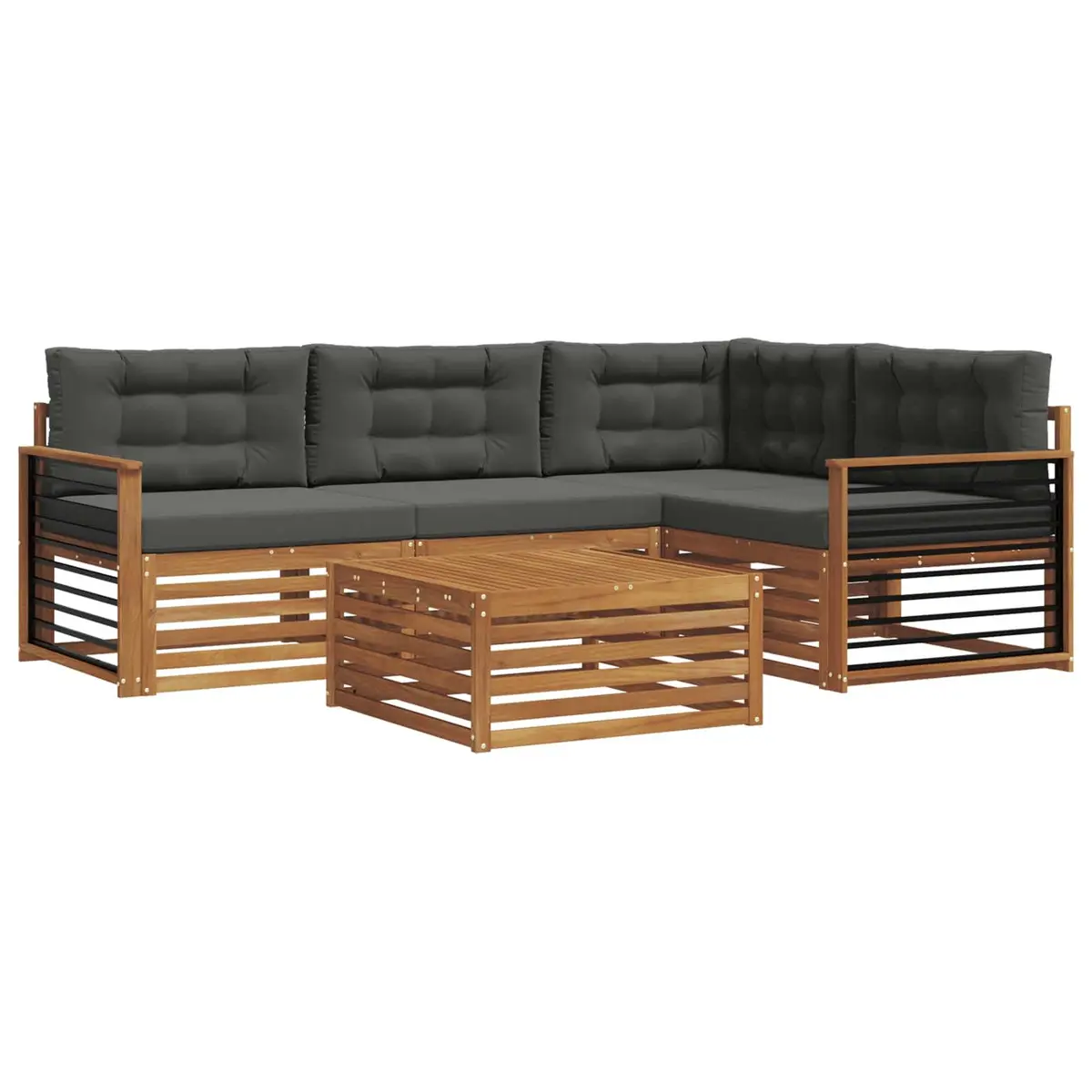 5-Piece Outdoor Sofa Set Garden Furniture Patio Lounge with Cushions Brown
