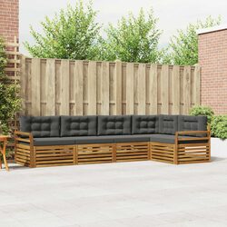 Outdoor Sofa Set 5 Pieces Garden Furniture Acacia Wood with Cushions Brown
