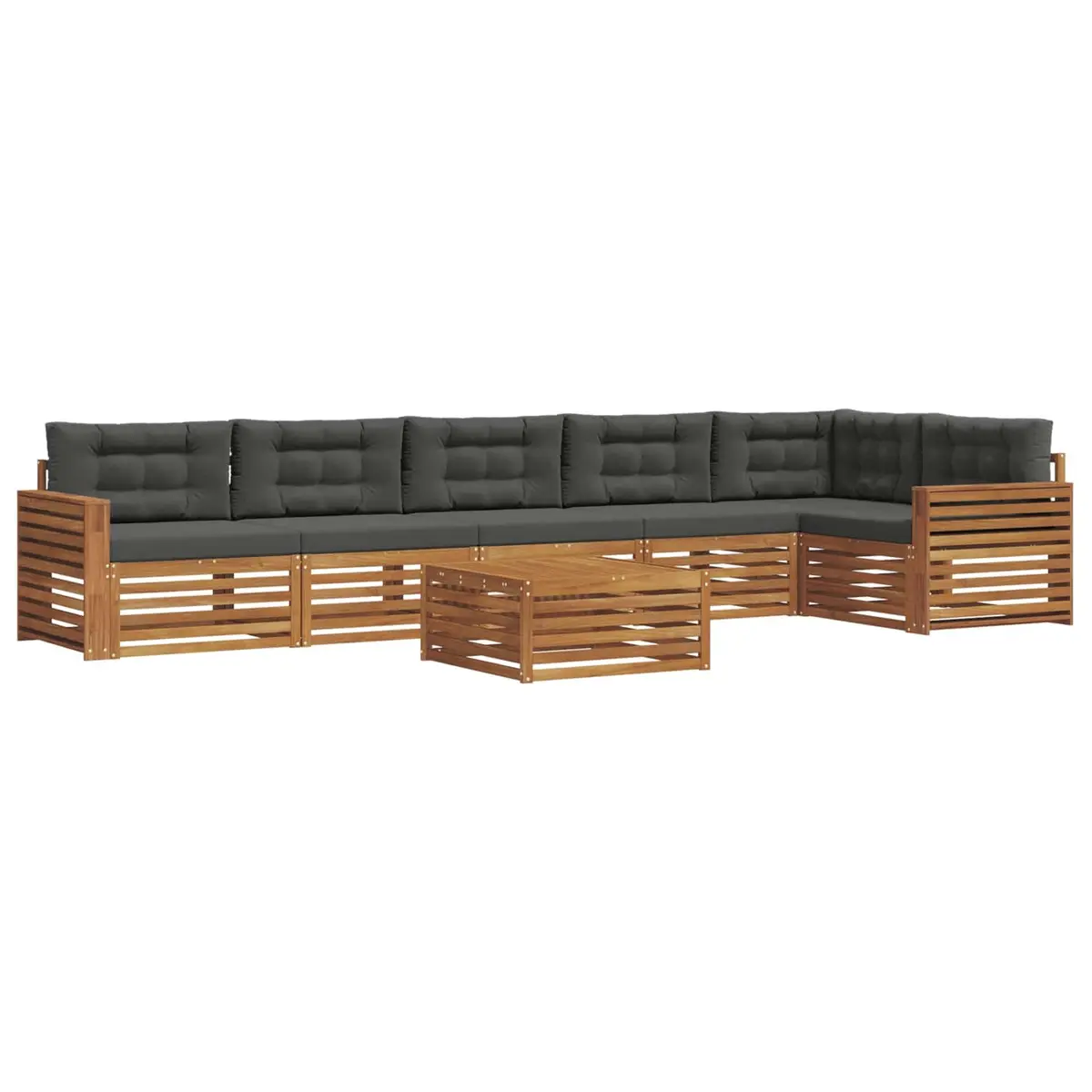 Outdoor Sofa Set 7 Piece Modular Acacia Wood Garden Furniture with Cushions
