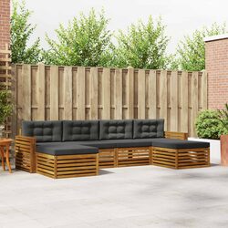 Outdoor Sectional Sofa Set 6 Pieces Modular Garden Patio Seating Acacia Wood