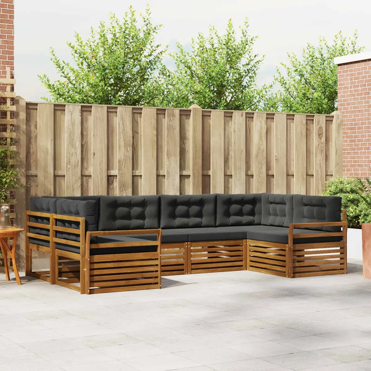 Outdoor Sofa Set 6 Piece Sectional Garden Furniture Natural Anthracite Acacia