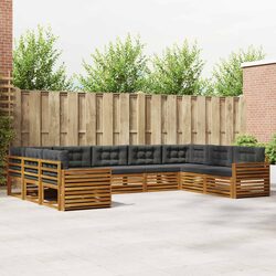 Garden Sofa Set 9 pcs with Natural and Anthracite Finish