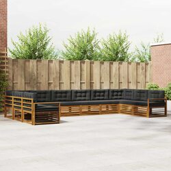 Outdoor Sofa Set 11 Pcs Natural Anthracite Acacia Wood Garden Furniture Modular