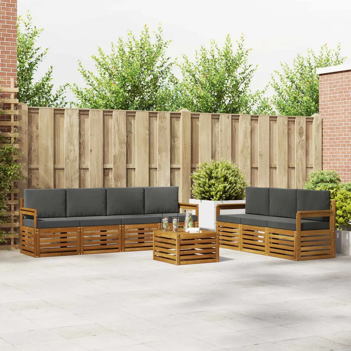 Outdoor Sofa Sets 8 Pieces Garden Furniture Natural Anthracite Wood Modular