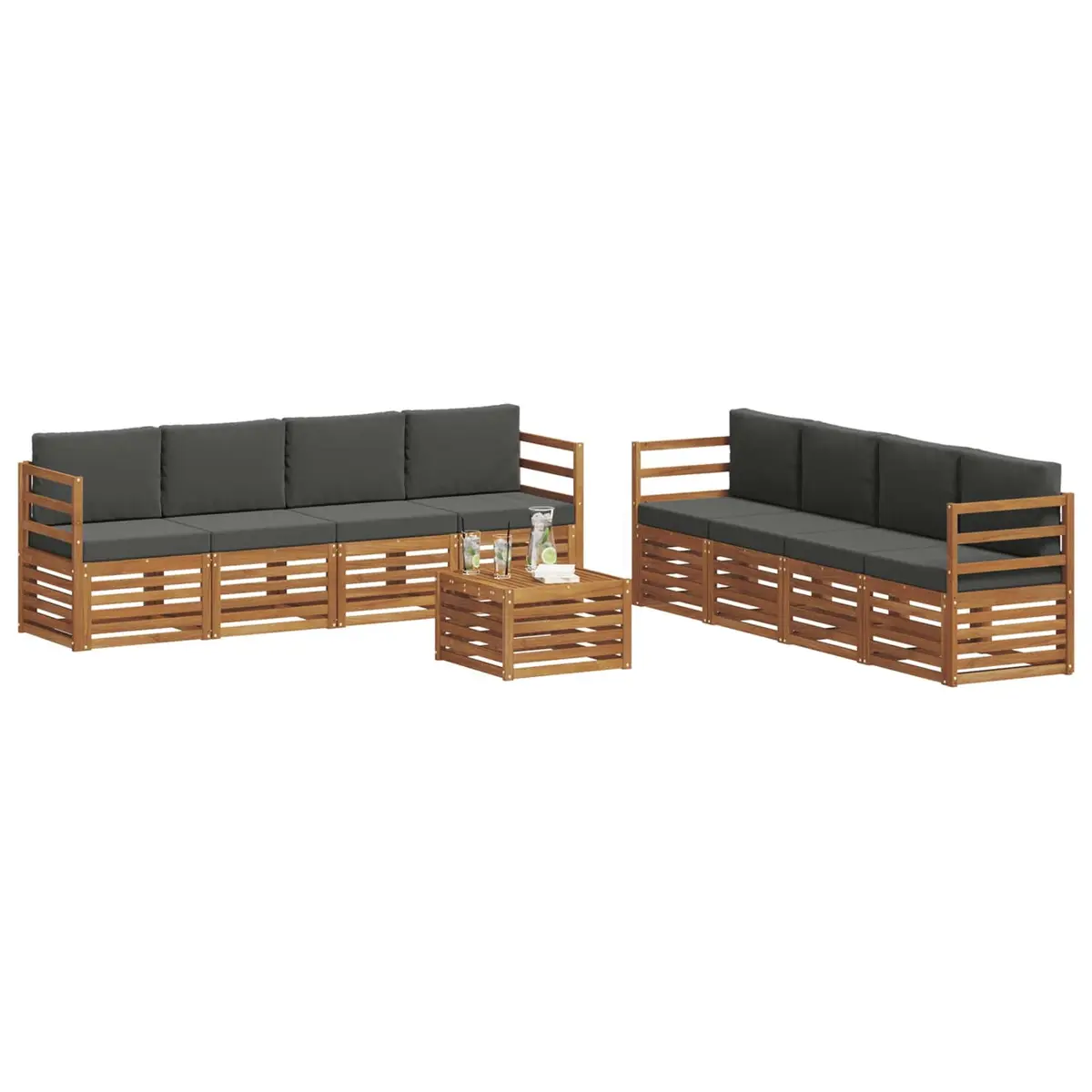 Outdoor Sofa Set 9pcs Garden Furniture Lounge Patio Seating Brown Acacia Wood