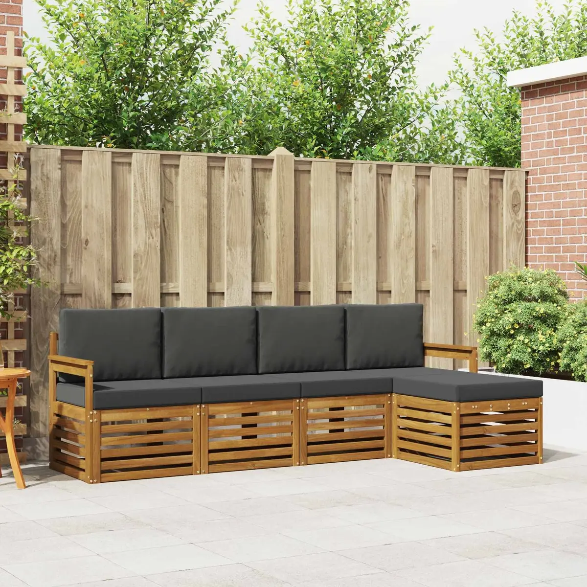 Outdoor Sofa Set 5 Pieces Patio Garden Furniture Sectional Modular Acacia Wood