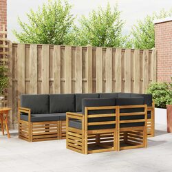 Sectional Sofa Set 7 Pcs Outdoor Garden Furniture Natural Anthracite Modular