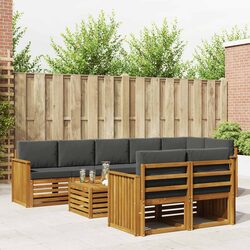 Outdoor Sectional Sofa Set 9 pcs Modular Garden Furniture Solid Acacia Wood