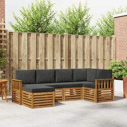 Outdoor Sectional Sofa Set 6 Pieces Garden Furniture Natural Anthracite Modular