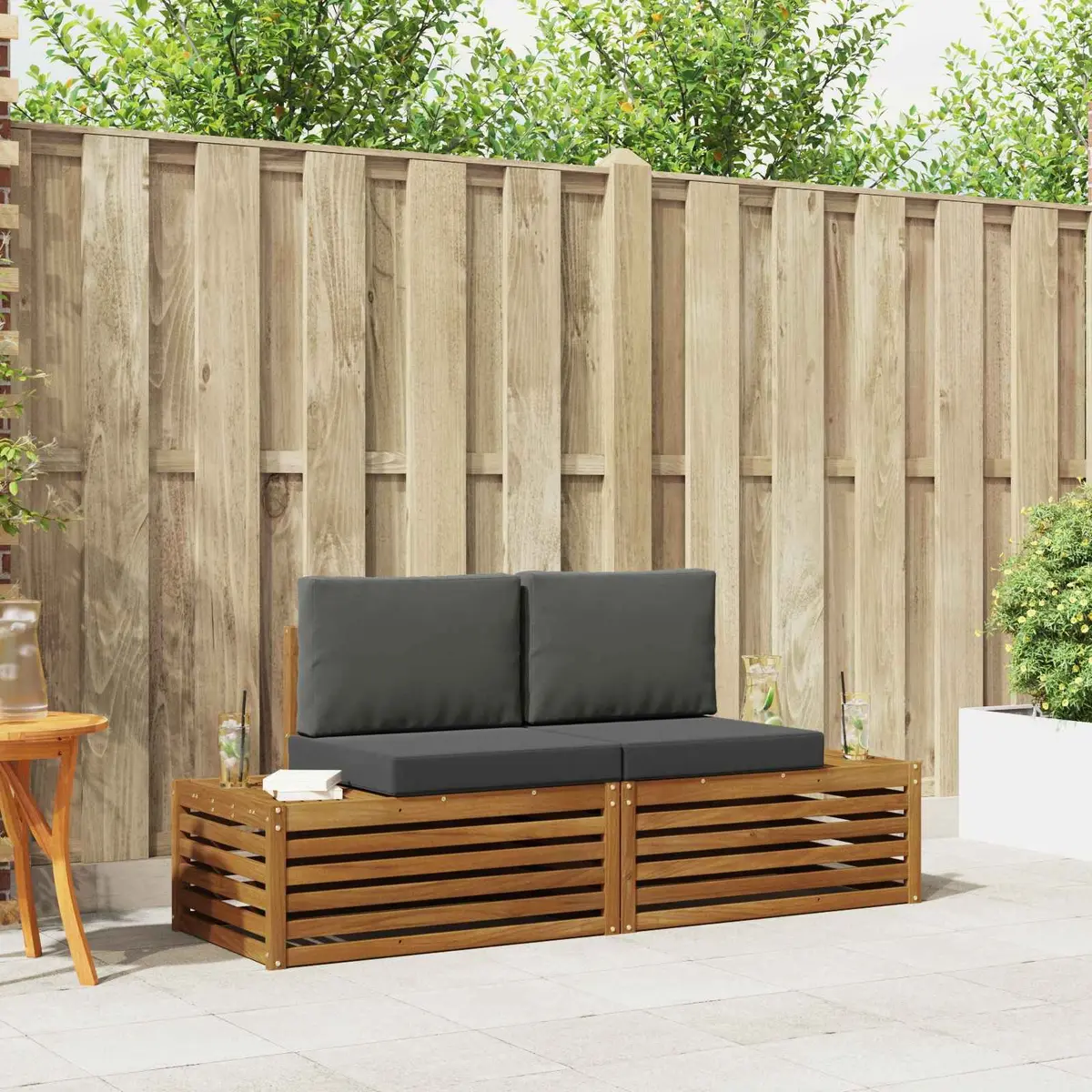 Outdoor Sectional Sofa Set 2 Piece Garden Furniture Lounge Seating with Cushions
