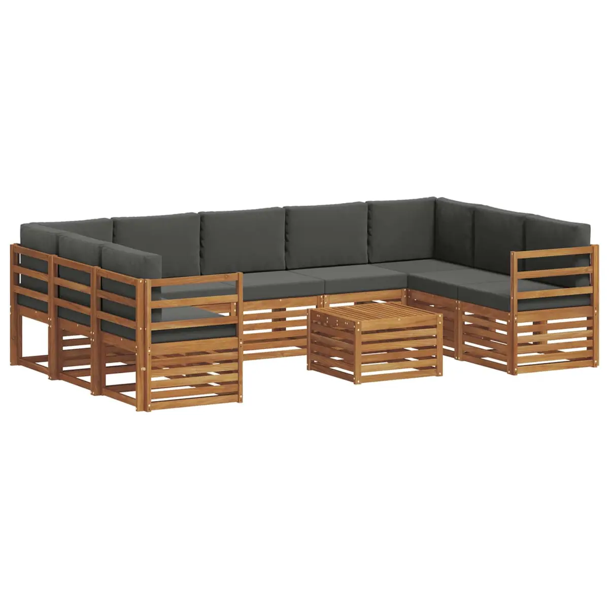 10 Piece Outdoor Sofa Set Garden Furniture Patio Lounge Modular Natural Acacia