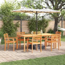 Garden Dining Set 9 Piece Brown Acacia Wood Outdoor Furniture Patio Table Chairs