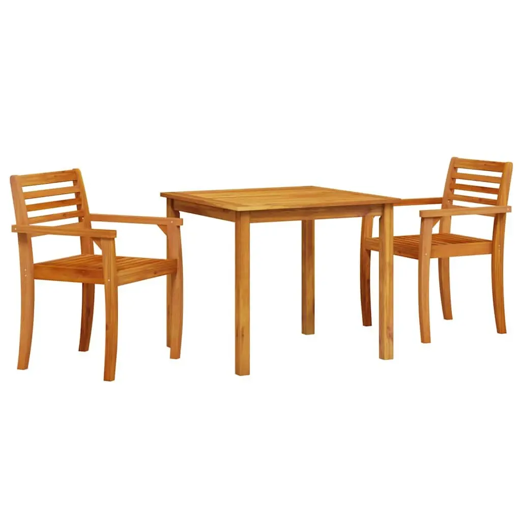 Outdoor Dining Set 3 Piece Brown Acacia Wood Rustic Patio Furniture