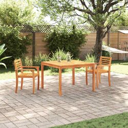 Garden Dining Set 3 Pieces Brown Acacia Wood Outdoor Furniture Patio Table Chair
