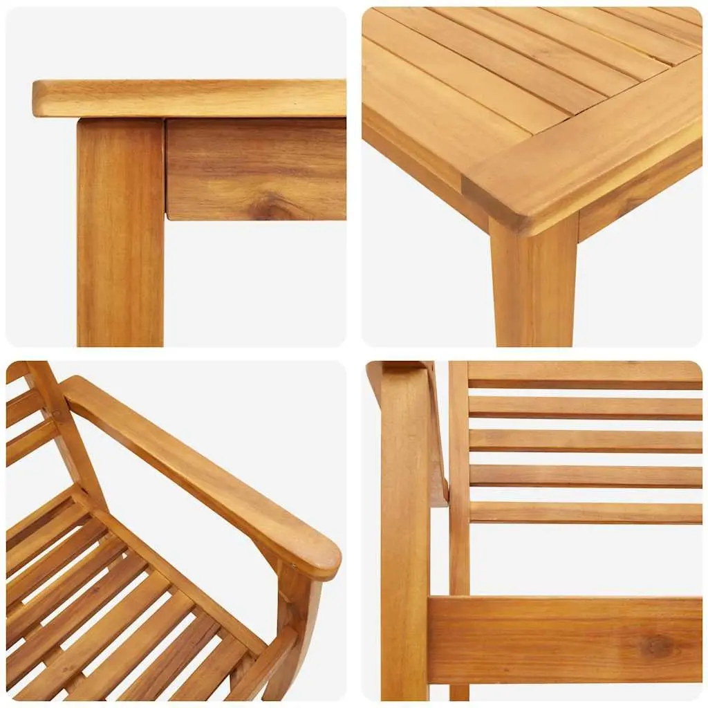 Garden Dining Set 9 Pieces Brown Solid Acacia Wood Outdoor Patio Furniture