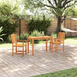 Outdoor Dining Set: 3-Piece Brown Acacia Wood Ensemble