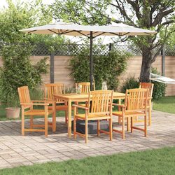 Garden Dining Set 7 Piece Outdoor Furniture Brown Wood Table Chairs Patio