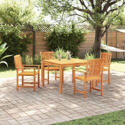Stylish 5-Piece Outdoor Dining Set in Brown Acacia Wood