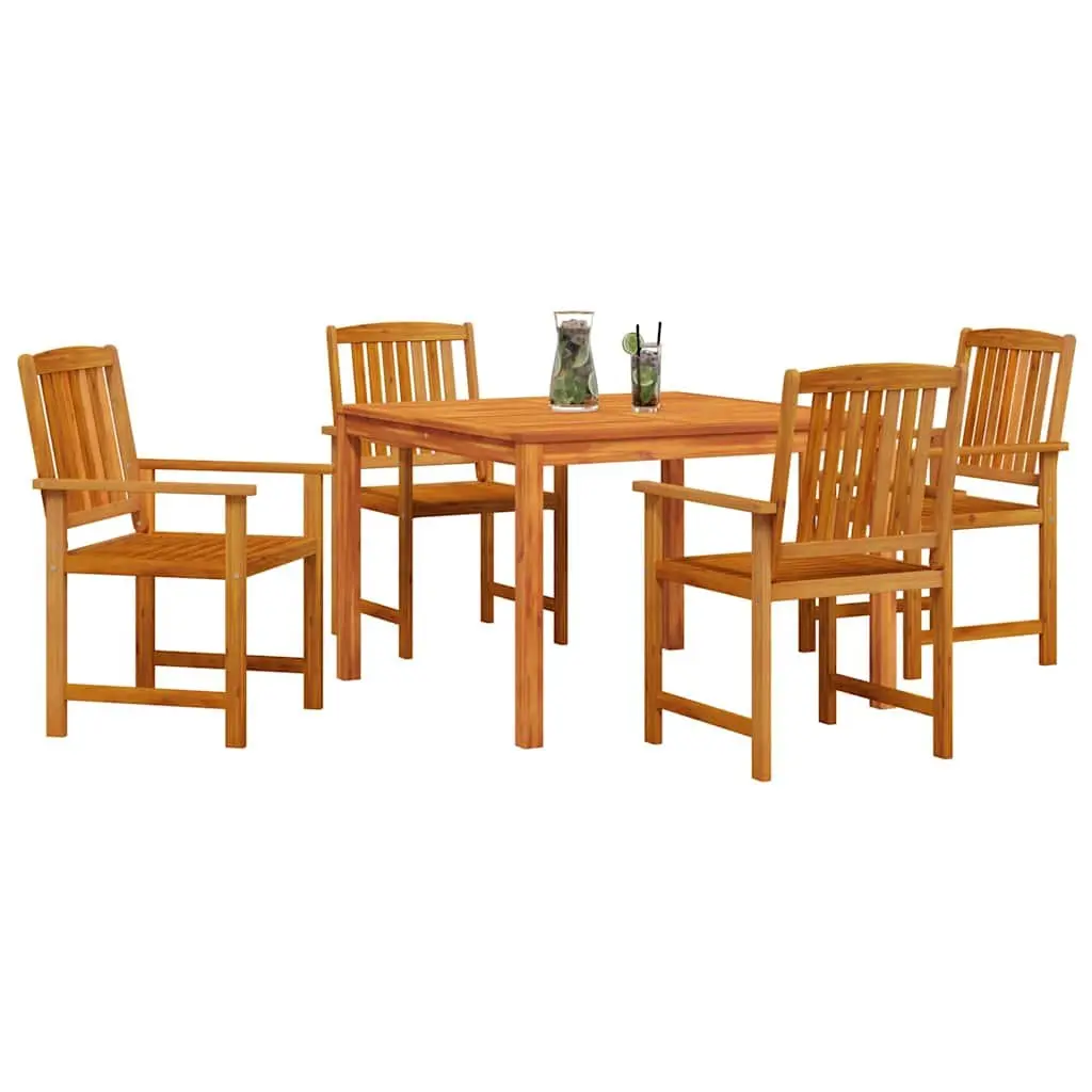 Garden Dining Set 5 Pieces Brown Solid Acacia Wood Outdoor Furniture Table