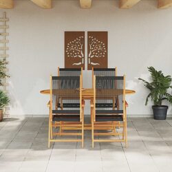 Stylish Black Acacia 5-Piece Outdoor Dining Set