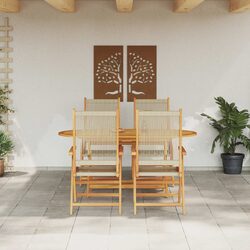5-Piece Outdoor Furniture Set with Beige Acacia Wood