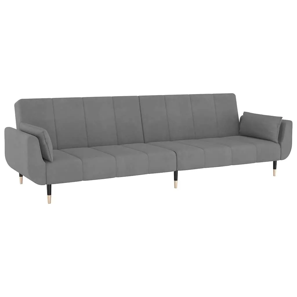 Convertible Sofa Bed 2-Seater Adjustable Backrest Grey Velvet