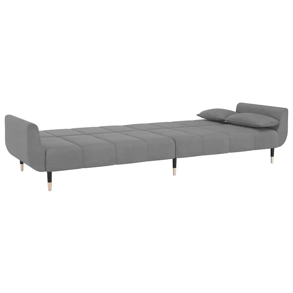 Convertible Sofa Bed 2-Seater Adjustable Backrest Grey Velvet