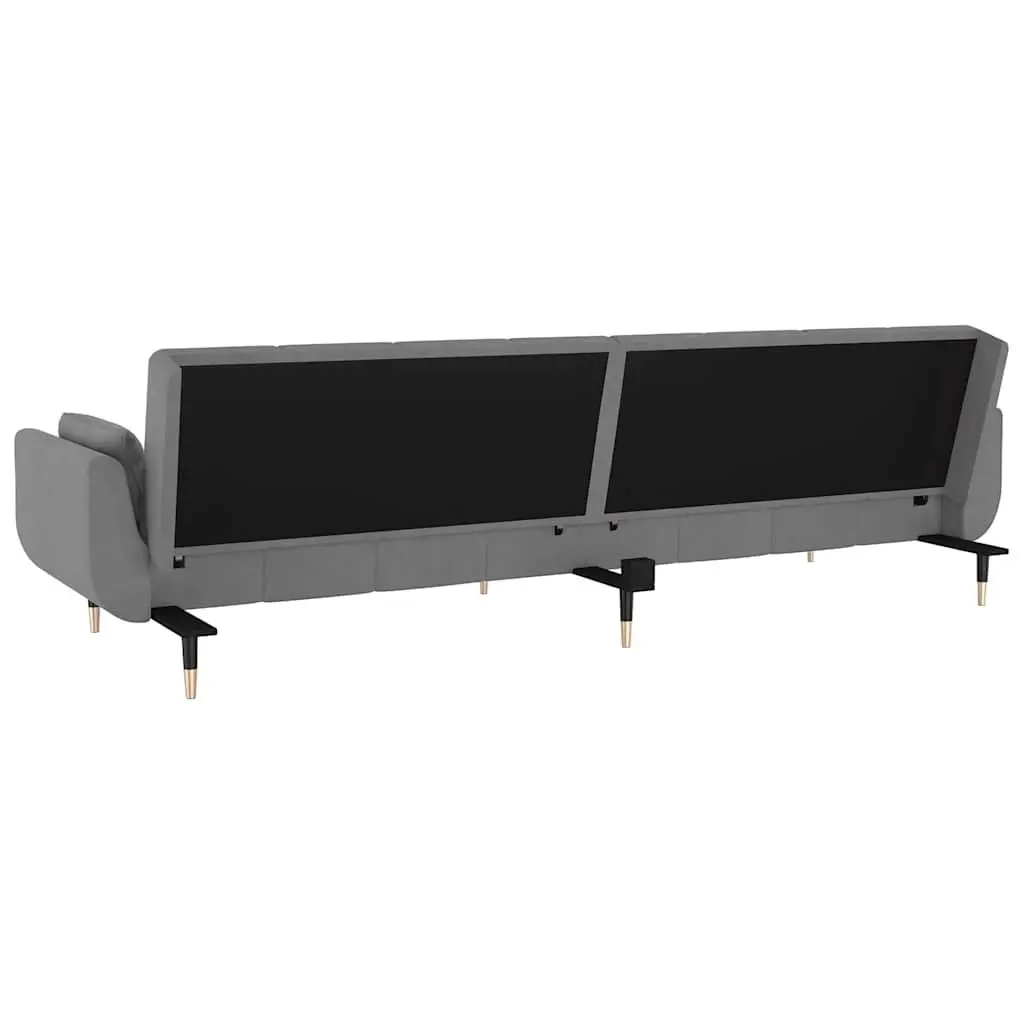 Convertible Sofa Bed 2-Seater Adjustable Backrest Grey Velvet