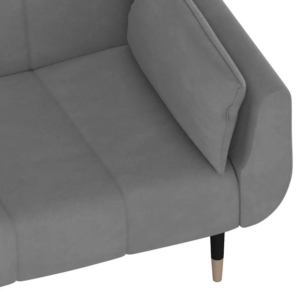 Convertible Sofa Bed 2-Seater Adjustable Backrest Grey Velvet