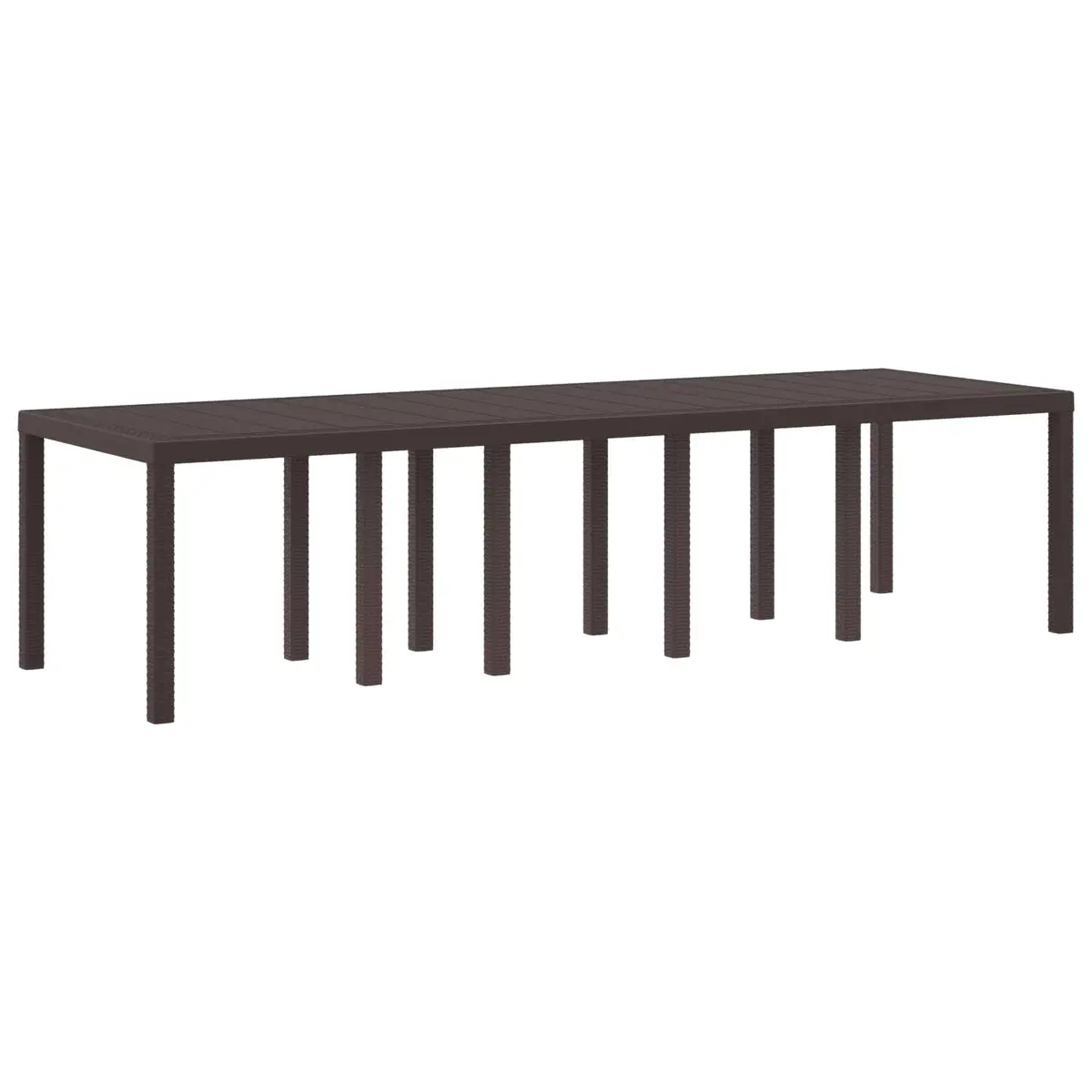 Garden Dining Table Rectangular 300x100x73cm Poly Rattan Brown Steel Frame