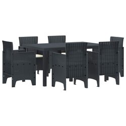 Garden Dining Set 7 Pieces Anthracite Poly Rattan Outdoor Furniture Table Chairs