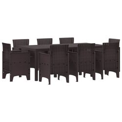 9-Piece Brown Garden Dining Set for Outdoor Gatherings