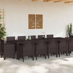 Outdoor Dining Set 13 Piece Garden Furniture Brown Anthracite Poly Rattan Patio
