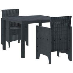 Garden Dining Set 3 Pieces Anthracite Outdoor Patio Table Chairs Cushions
