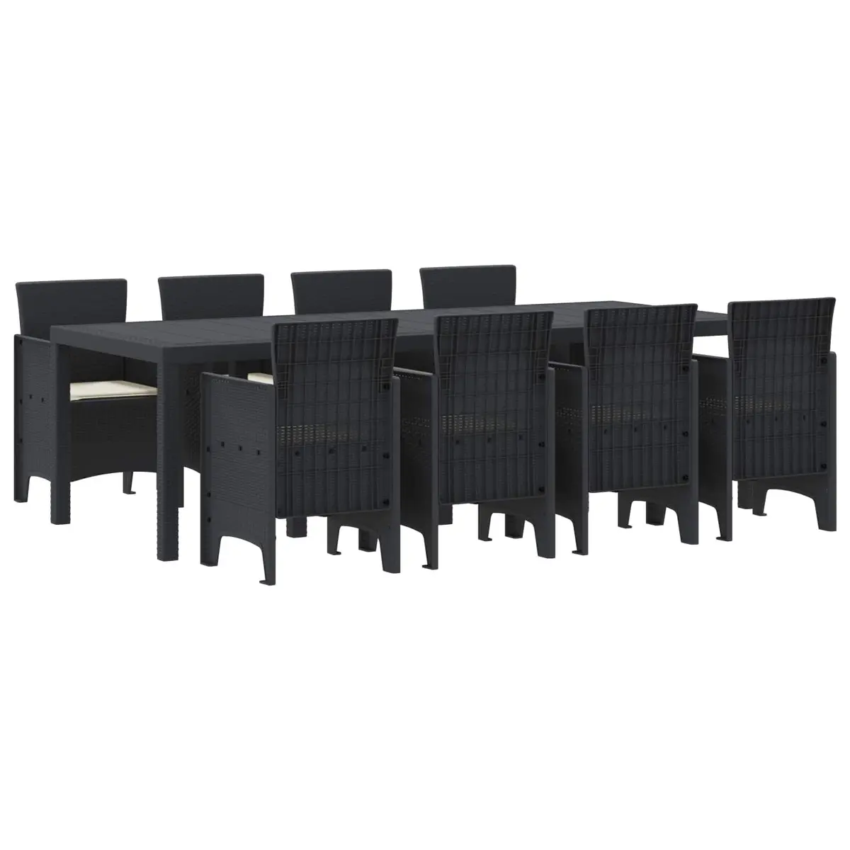 Garden Dining Set 9 Pieces Rectangular Table Modern Poly Rattan Anthracite