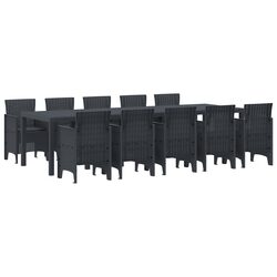 Outdoor Dining Set 11 Pieces Anthracite Poly Rattan Garden Furniture Patio