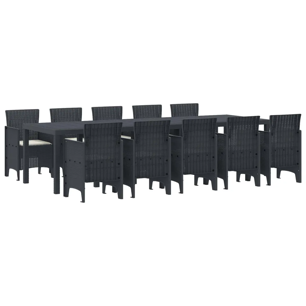 Outdoor Dining Set 11 Pieces Poly Rattan Garden Furniture Anthracite with Cushions