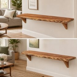 Wall Shelves 2 pcs 110x20x18 cm Solid Wood Rustic Storage Display Shelving