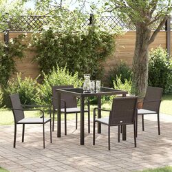 Garden Dining Set 5 Pieces Outdoor Furniture Patio Table Chairs Brown