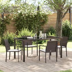 Garden Dining Set 5 Piece Outdoor Furniture Rattan with Cushions Brown